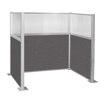 Versare Pre-Configured Hush Panel Cubicle (U Shape) 6' x 4' W/ Window Charcoal Gray Fabric 1861207